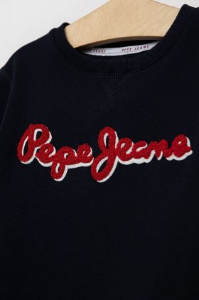 Pepe Jeans hanorac de bumbac pentru copii Lamonty culoarea albastru marin, cu imprimeu