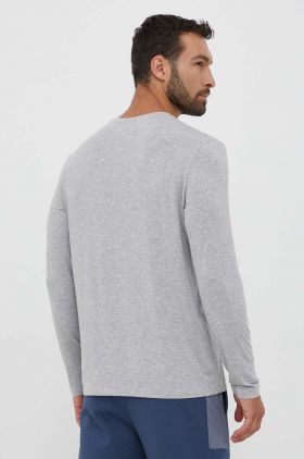 BOSS longsleeve lounge culoarea gri, cu imprimeu