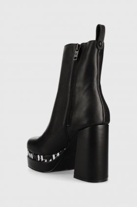 Karl Lagerfeld cizme de piele Strada femei, culoarea negru, cu toc drept