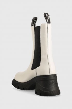 Karl Lagerfeld ghete chelsea de piele Bridger femei, culoarea alb, cu toc drept