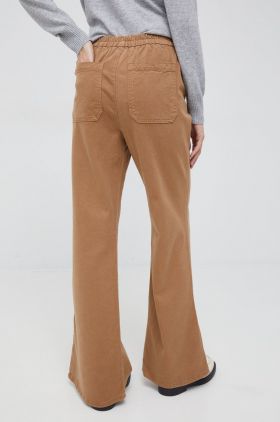 United Colors of Benetton pantaloni femei, culoarea bej, lat, high waist