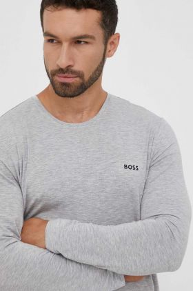 BOSS longsleeve lounge culoarea gri, cu imprimeu