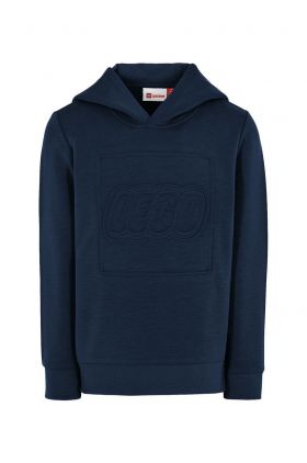 Lego Wear bluza copii culoarea albastru marin, cu glugă, cu imprimeu