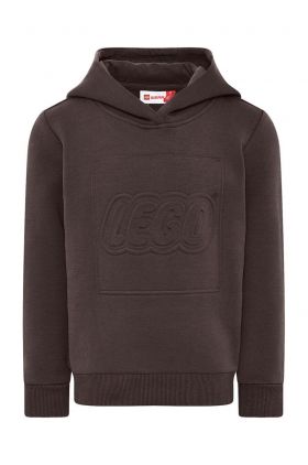 Lego Wear bluza copii culoarea maro, cu glugă, cu imprimeu