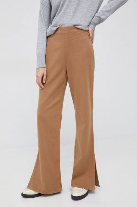 United Colors of Benetton pantaloni femei, culoarea bej, lat, high waist