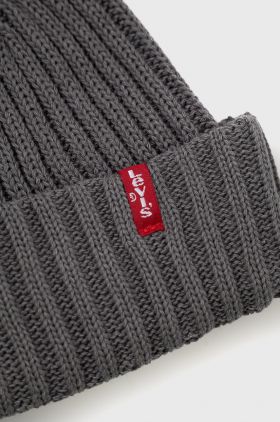 Levi's caciula din bumbac culoarea gri, bumbac, din tricot gros