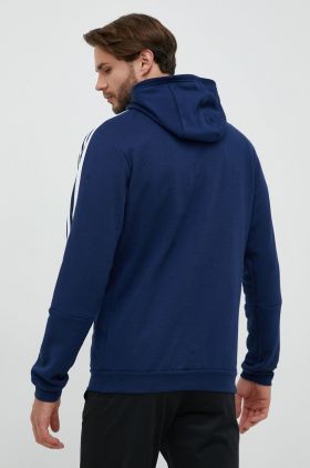 adidas Performance bluza barbati, culoarea albastru marin, cu glugă, cu imprimeu