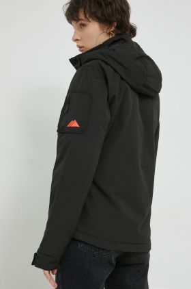 Superdry geaca femei, culoarea negru, de tranzitie