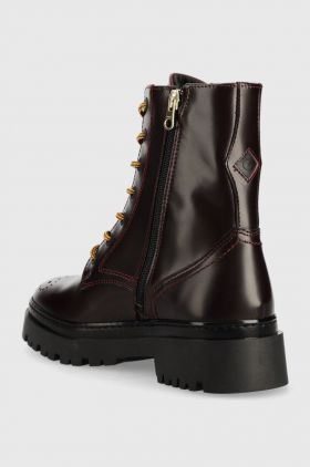 Gant bocanci de piele Aligrey femei, culoarea bordo, cu toc plat
