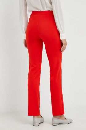 United Colors of Benetton pantaloni femei, culoarea rosu, drept, high waist