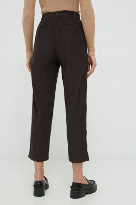 GAP pantaloni de catifea cord femei, culoarea negru, mulata, high waist