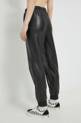 Abercrombie & Fitch pantaloni femei, culoarea negru, high waist