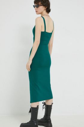 Abercrombie & Fitch rochie culoarea verde, midi, mulata