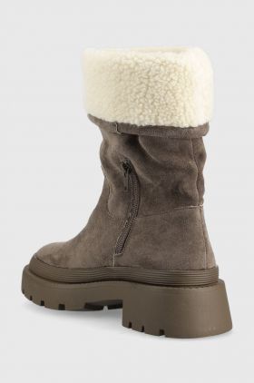 Answear Lab botine femei, culoarea gri, cu platforma, izolare usoara