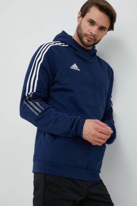 adidas Performance bluza barbati, culoarea albastru marin, cu glugă, cu imprimeu