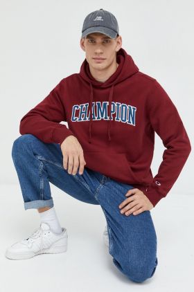 Champion bluza barbati, culoarea bordo, cu glugă, cu imprimeu