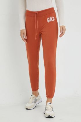 GAP pantaloni de trening femei, culoarea rosu, cu imprimeu