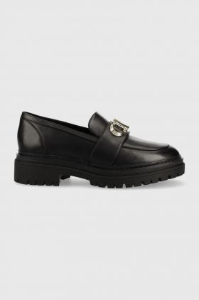 MICHAEL Michael Kors mocasini de piele Parker femei, culoarea negru, cu platforma