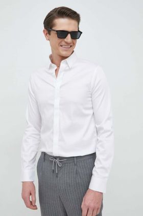 Armani Exchange camasa barbati, culoarea alb, cu guler clasic, slim