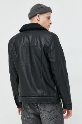 Hollister Co. geaca barbati, culoarea negru, de tranzitie