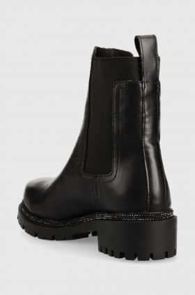 Dkny cizme Rick femei, culoarea negru, cu toc plat