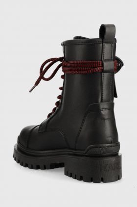 Karl Lagerfeld bocanci de piele X Cara Biker Ii femei, culoarea negru, cu platforma