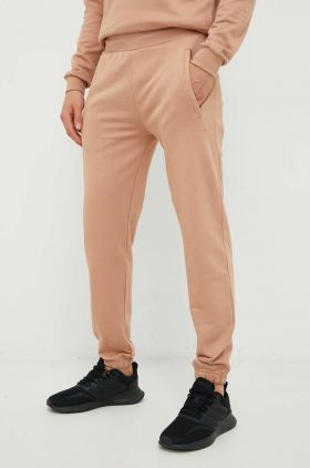 Arkk Copenhagen pantaloni de trening din bumbac unisex, culoarea bej, neted