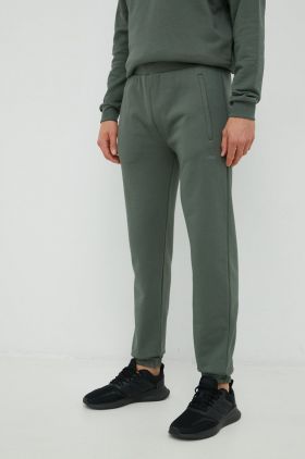 Arkk Copenhagen pantaloni de trening din bumbac unisex, culoarea verde, neted