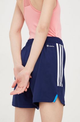 adidas Performance pantaloni scurți de antrenament Condivo 22 femei, culoarea albastru marin, cu imprimeu, high waist