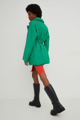 Answear Lab geaca femei, culoarea verde, de tranzitie, oversize