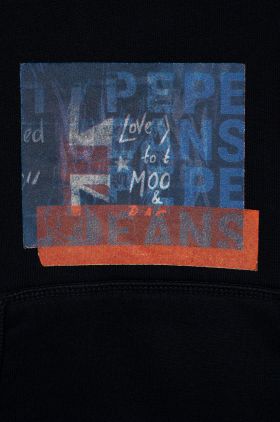 Pepe Jeans hanorac de bumbac pentru copii Omar culoarea albastru marin, cu glugă, cu imprimeu