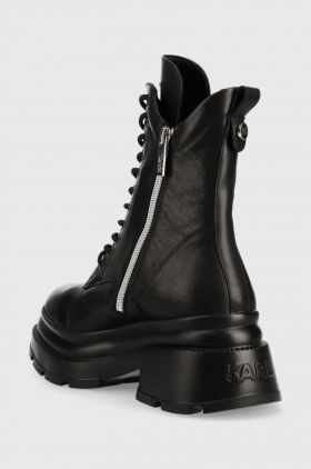 Karl Lagerfeld bocanci de piele Danton femei, culoarea negru, cu platforma