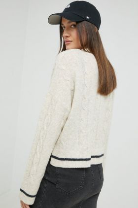 Abercrombie & Fitch cardigan din amestec de lana femei, culoarea bej