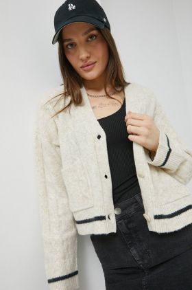 Abercrombie & Fitch cardigan din amestec de lana femei, culoarea bej