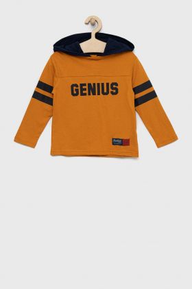 GAP longsleeve din bumbac pentru copii culoarea galben, cu imprimeu