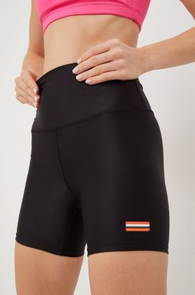 P.E Nation pantaloni scurți de antrenament Perseverance femei, culoarea negru, neted, high waist