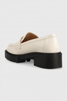 Coach mocasini de piele Cb990 Leah Loafer femei, culoarea bej, cu platforma