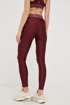 Puma leggins de antrenament Deco Glam femei, culoarea bordo, cu imprimeu