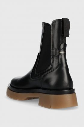 Gant ghete chelsea de piele Meghany femei, culoarea negru, cu platforma