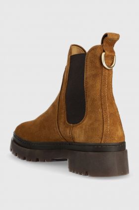 Gant botine din piele intoarsa Aligrey femei, culoarea maro, cu platforma