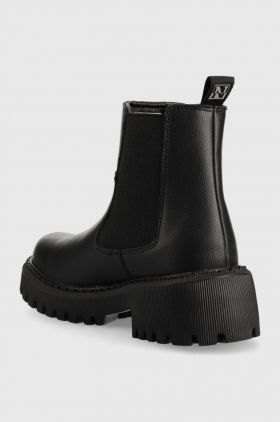 Napapijri ghete chelsea de piele Berry femei, culoarea negru, cu platforma