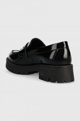 Wojas mocasini de piele femei, culoarea negru, cu platforma