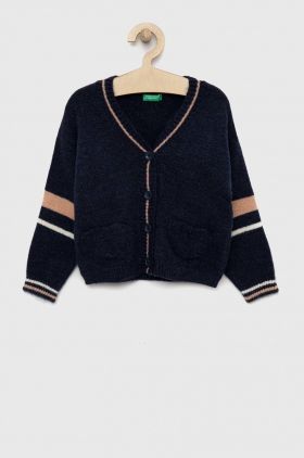 United Colors of Benetton cardigan copii culoarea albastru marin, light