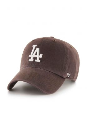 47brand șapcă de baseball din bumbac MLB Los Angeles Dodgers culoarea maro, cu imprimeu B-NLRGW12GWS-BWA