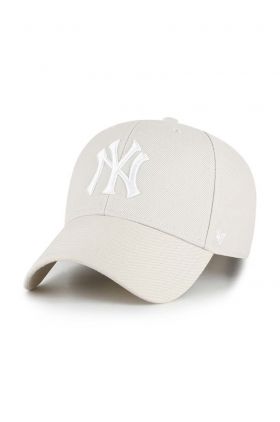 47brand șapcă din amestec de lână MLB New York Yankees culoarea bej, cu imprimeu  B-MVPSP17WBP-BNG