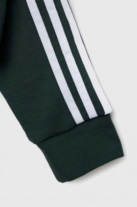 adidas Originals bluza copii culoarea verde, cu glugă, cu imprimeu