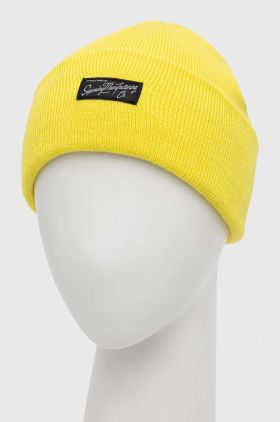 Superdry caciula culoarea galben, din tricot gros