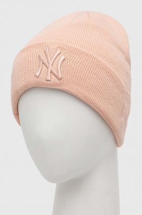 New Era caciula culoarea roz, din tricot gros