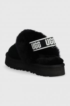 UGG papuci din piele Funkette culoarea negru