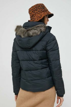 Superdry geaca femei, culoarea negru, de tranzitie